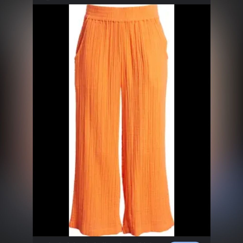 Jolie & Joy Smocked Waist Wide-Leg Pants – Bright Orange Boho Style
